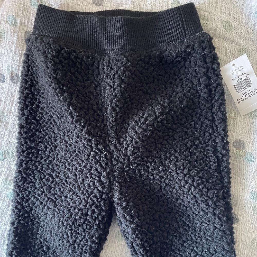 Black cozy baby sherpa pants